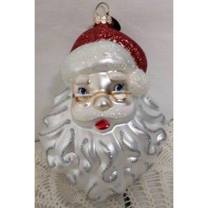Glass Jolly Santa Claus Christmas Ornament 4" High